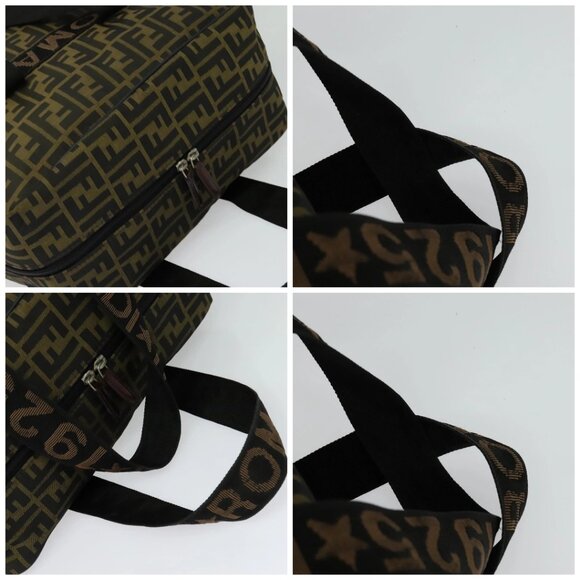 FENDI Zucca Canvas Shoes bag Brown Black Auth 134236 - Picture 16 of 16